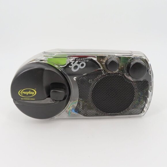 Freeplay Self Powered Crank Radio 360 Clear Plastic AM FM Tested WORKS See Video - Picture 11 of 12